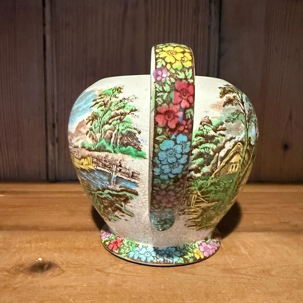 Vintage Sadler England The Old Mill Teapot Base Pastoral Landscape No Lid